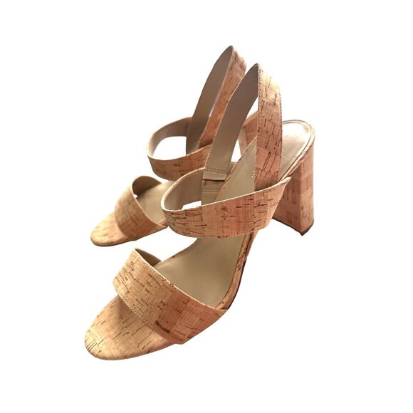 Ann Taylor Shoes - Ann Taylor Strappy Slingback Sandals Cork Wrapped Block Heel Open Toe Size 11